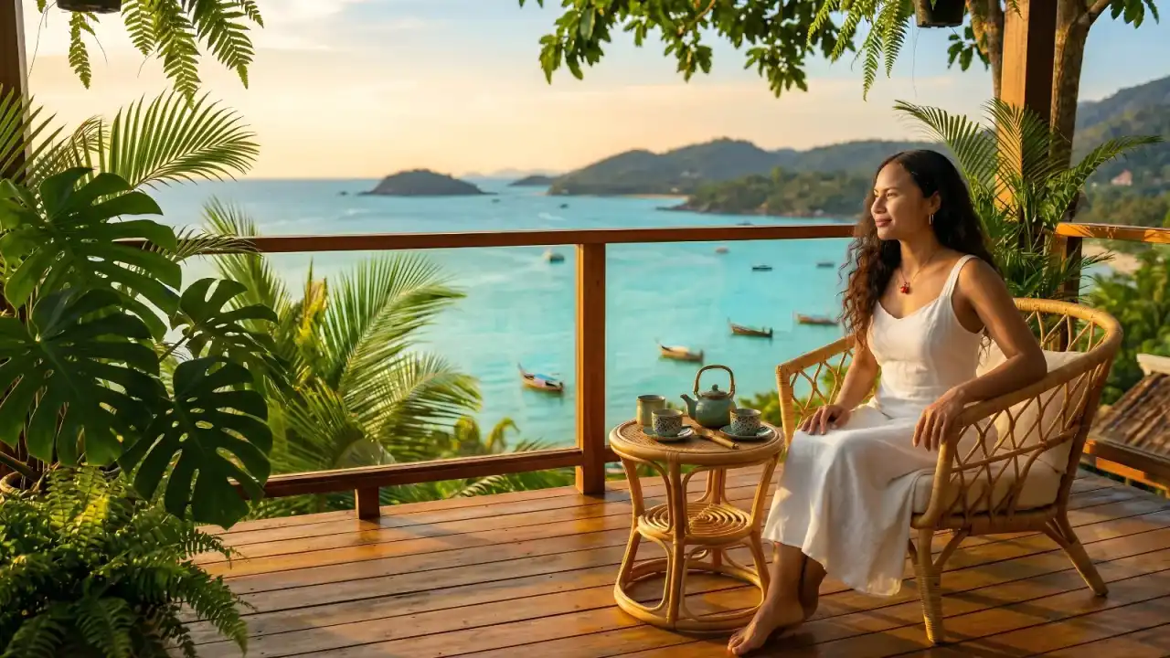 Koh Samui terrace view overlooking the sea